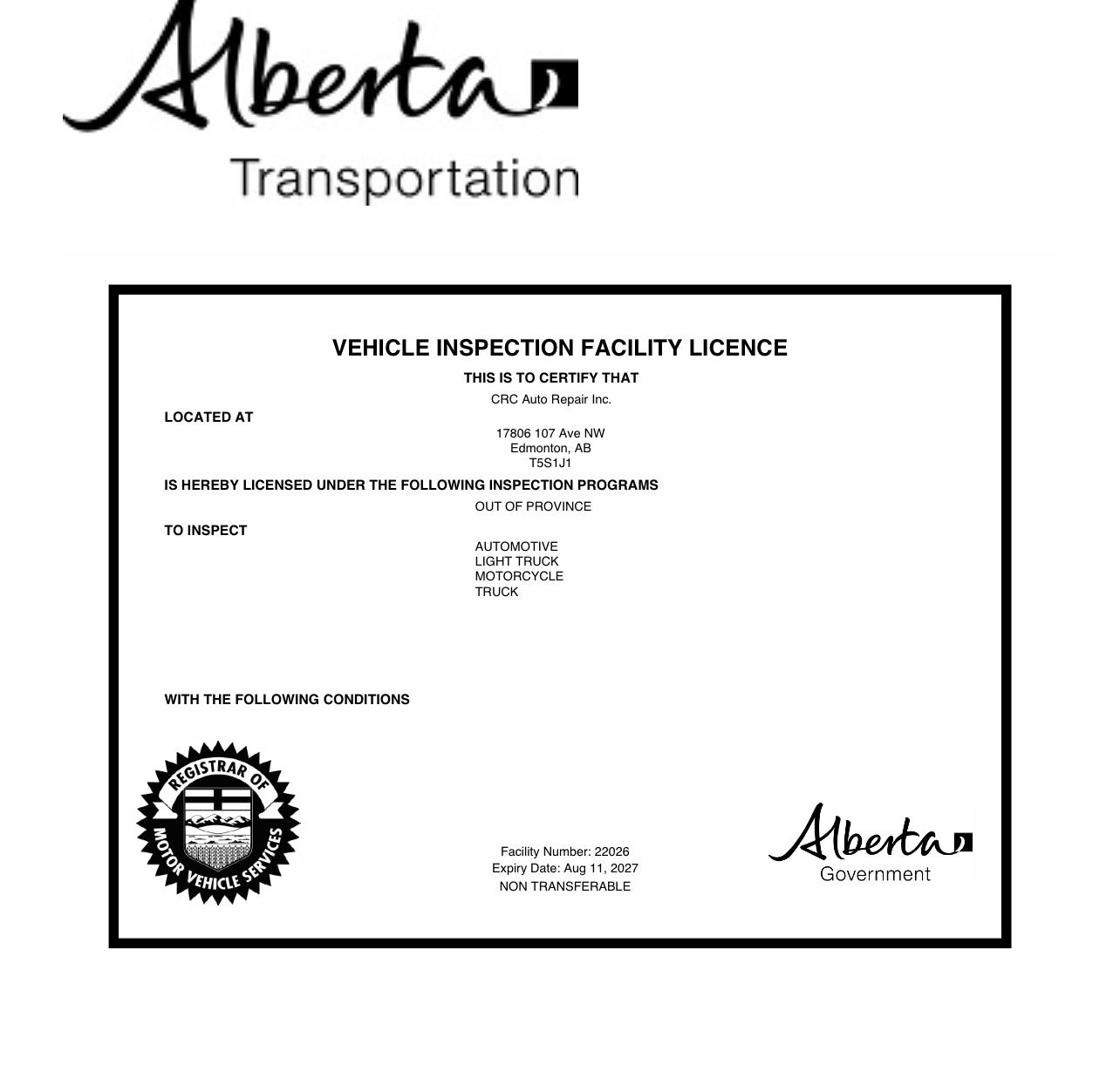Out-of-Province Inspection Service in Edmonton